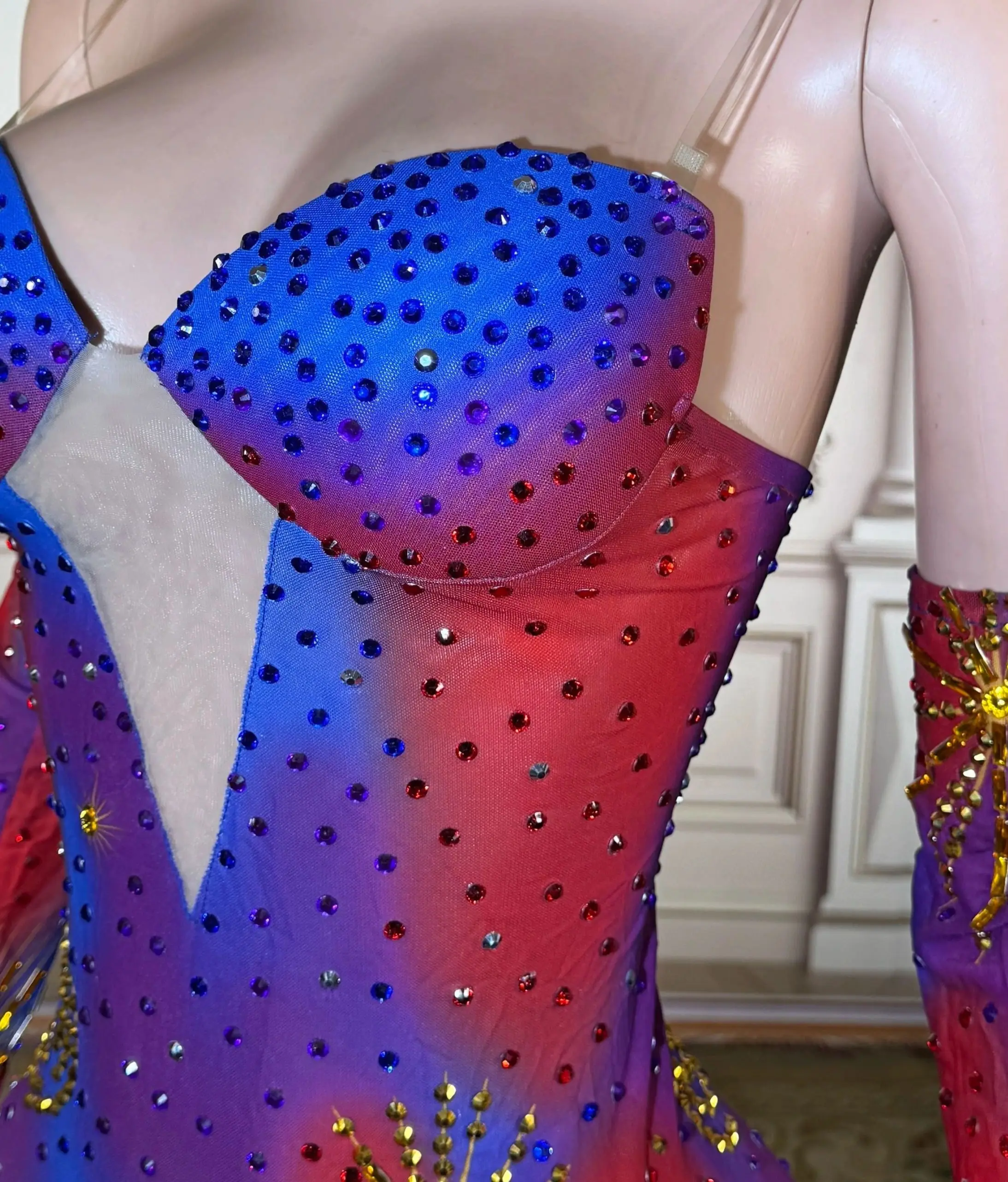 

Роскошное вечернее платье ZD с принтом «Галактика», стразами, глубоким V-образным вырезом и высоким разрезом, сияющее, с кристаллами, для выпускного вечера и дня рождения