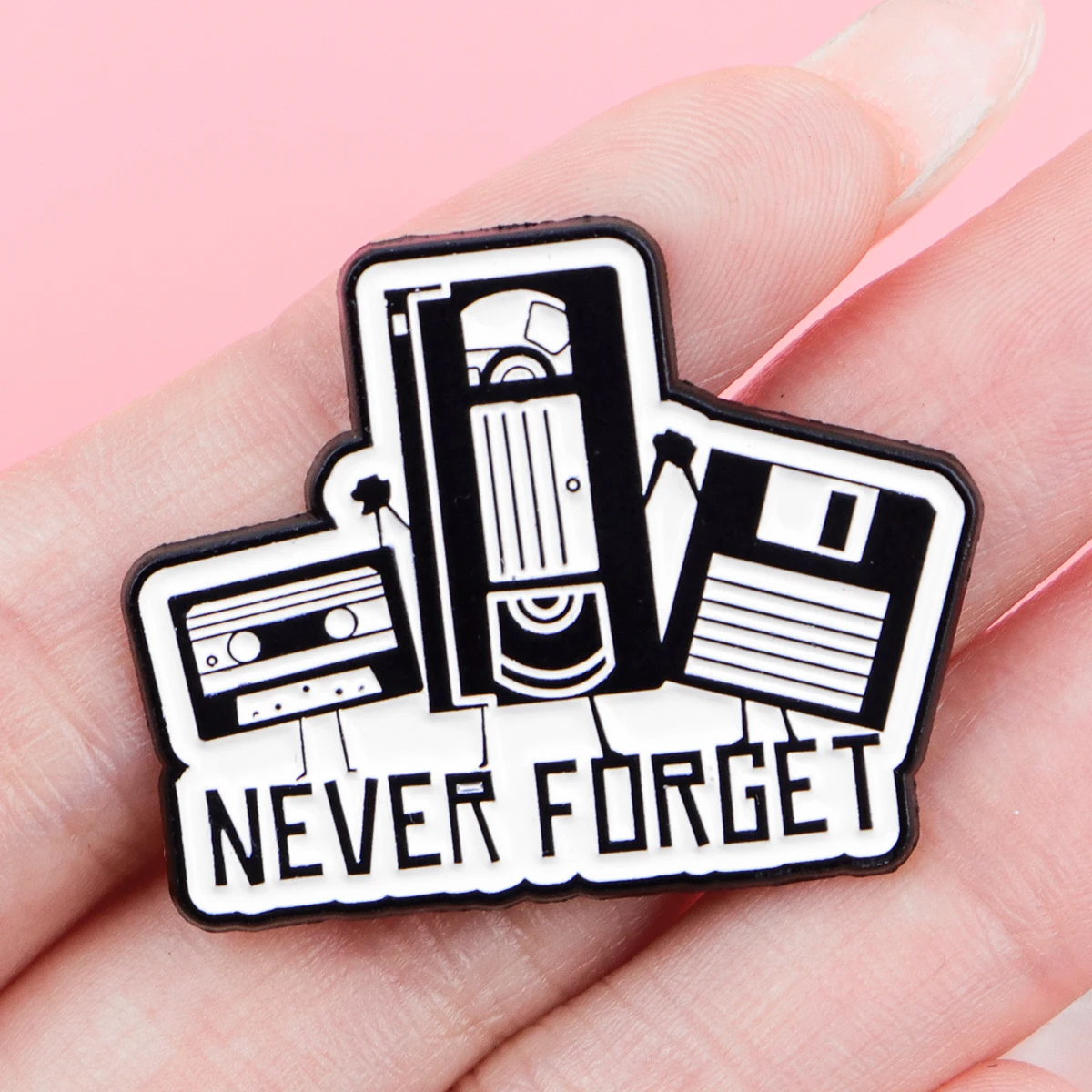 Retro 80s 90s Enamel Pins Vintage Cassette Tape Brooches Old School Lapel Pins for Backpacks Jewelry Gift For Friends - view 2