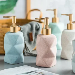 Nordic Glaze Series Ceramic Soap Bottle Hand Sanitizer Dispensing Bottle Shower Gel Shampoo Lotion Pump Bottle Bathroom Storage