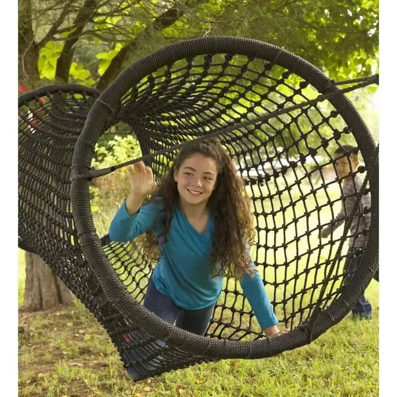 6-10 feet weather resistant PP suspension woven rope net tunnel bridge, suitable for children's outdoor playground equipment