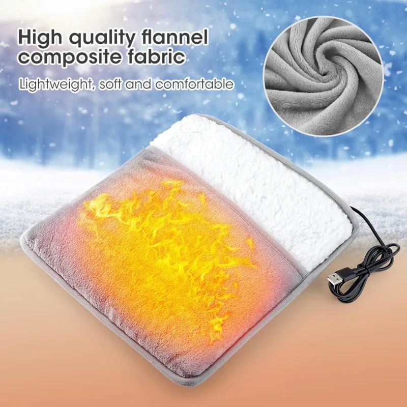 Electric Foot Heating Pad USB Charging Winter Soft Plush Washable Foot Warmer Heater Household Foot Warming Mat Improve Sleeping