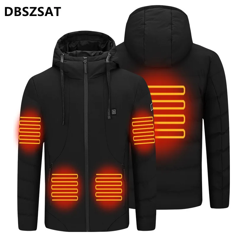 Fashion Men Jacket Intelligent Fever USB Winter Outdoor Electric Heating Warm Sprots Thermal Coat Clothing Heatable Cotton