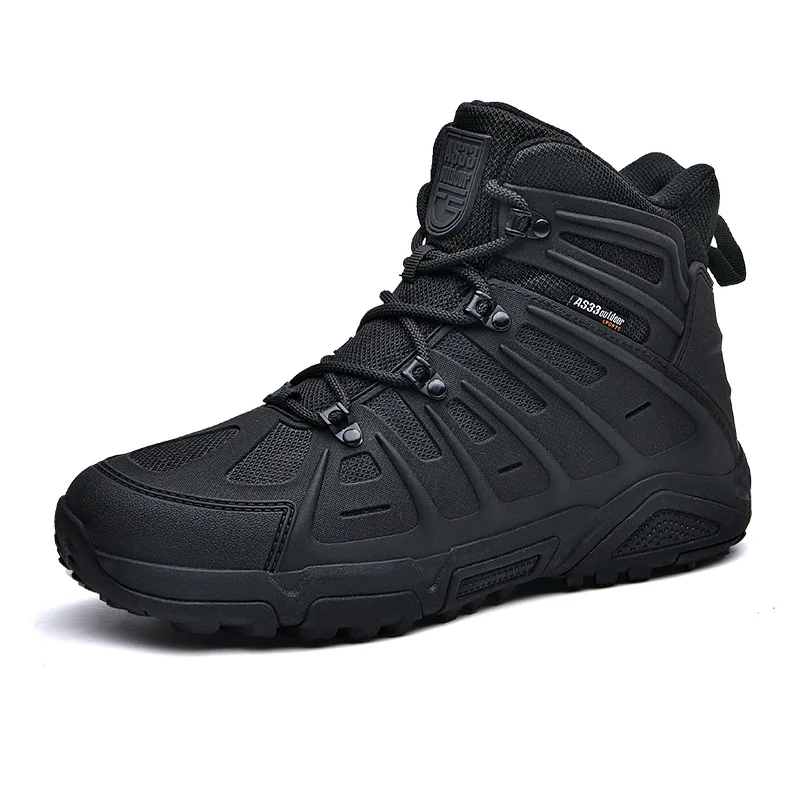 Men's Windproof Hiking Boots Camping Anti Slip Wear-resistant Breathable Hiking Shoes, Tactical Boots Desert High Top Work Boots