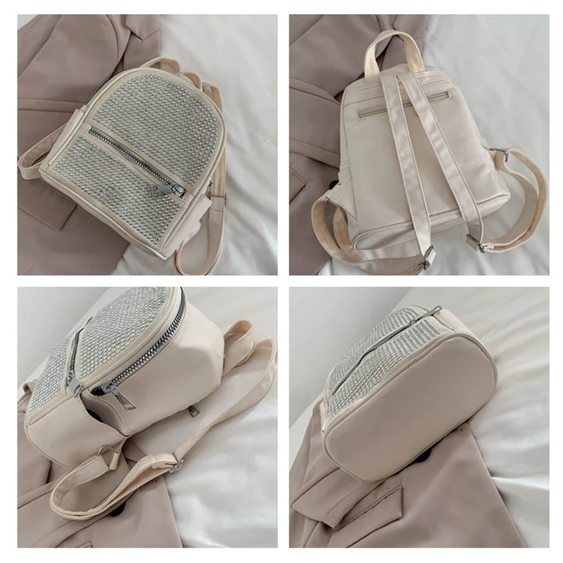 Personalised Rhinestone Backpack For Women Fashion Large Capacity Shoulder Bag Travel Shopping Rucksack Female Trendy Handbag