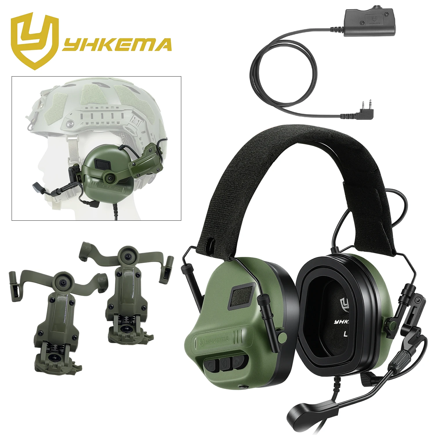 yhkema-e70-tactical-headset-hunting-shooting-noise-cancelling-headphones-with-brackets-fit-for-wendy-m-lok-arc-helmet