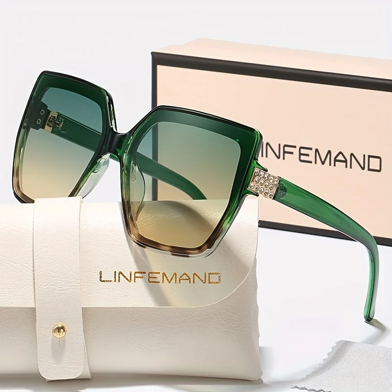 LINFEMAND Frameless Gradient Fashion Large Sunglasses, Soft Green ✨ Frameless Gradient Sunglasses ✨ Elegant frameless design  main image 4