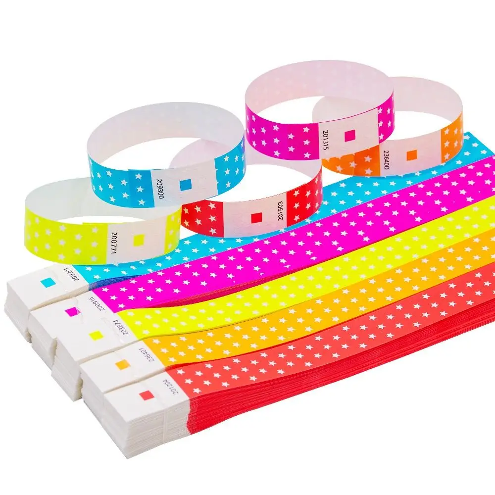 100PCS Waterproof Disposable Wristband Synthetic Paper Disposable Fluorescent Bracelet Fluorescent Adhesive Strip