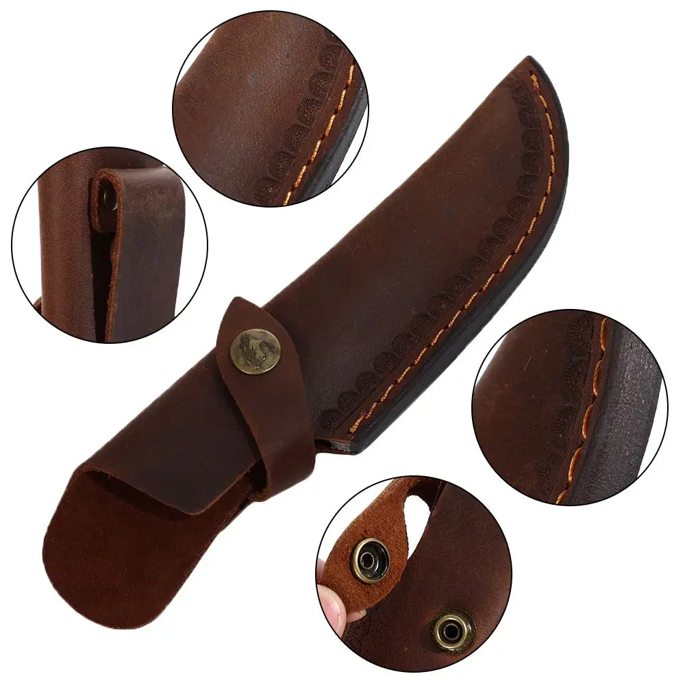 Knife Protective Cover Leather Sheath Belt Knife Sheath Leather Sheath With Waist Belt Buckle Pocket Multi-function Tool