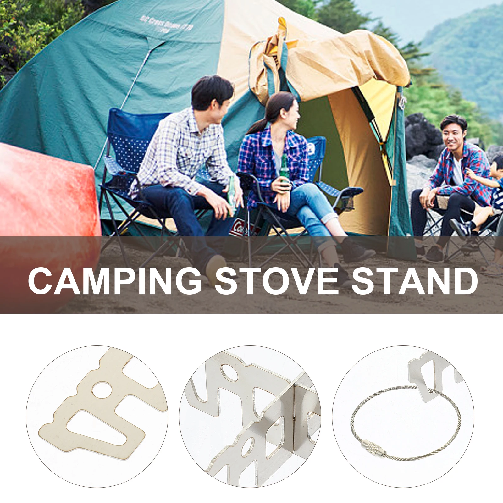 

Durable Stainless Steel Alcohol Stove Stand Silver Portable for Camping Outdoor Stove Support Bracket Cooking Gear