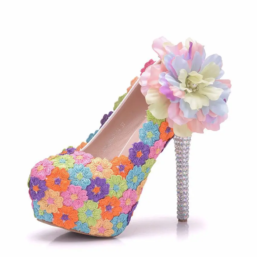 

Женская обувь больших размеров 35–41, летние элегантные туфли-лодочки на высоком каблуке и платформе для свадебной вечеринки, вечерние туфли-лодочки, повседневная кружевная обувь