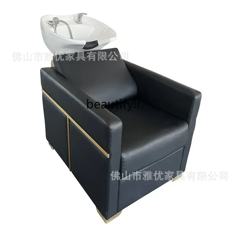 

zqqBarber shop special semi-reclining shampoo bed hair salon, massage shampoo bed seated flush bed