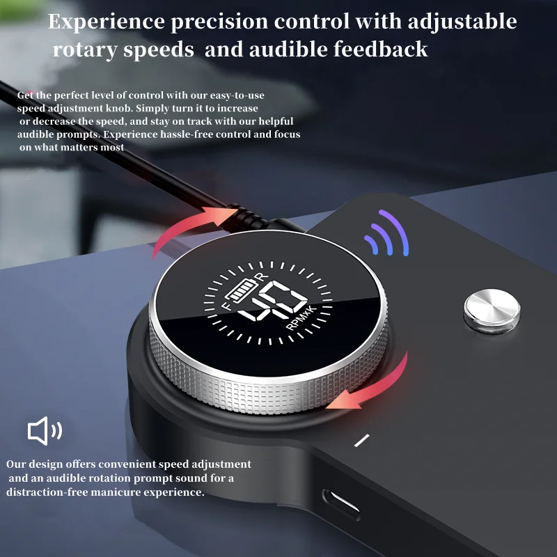 New Arrival Portable Rechargeable Brushless Nail Drill Machine 40000RPM Stainless Steel Tungsten Bits