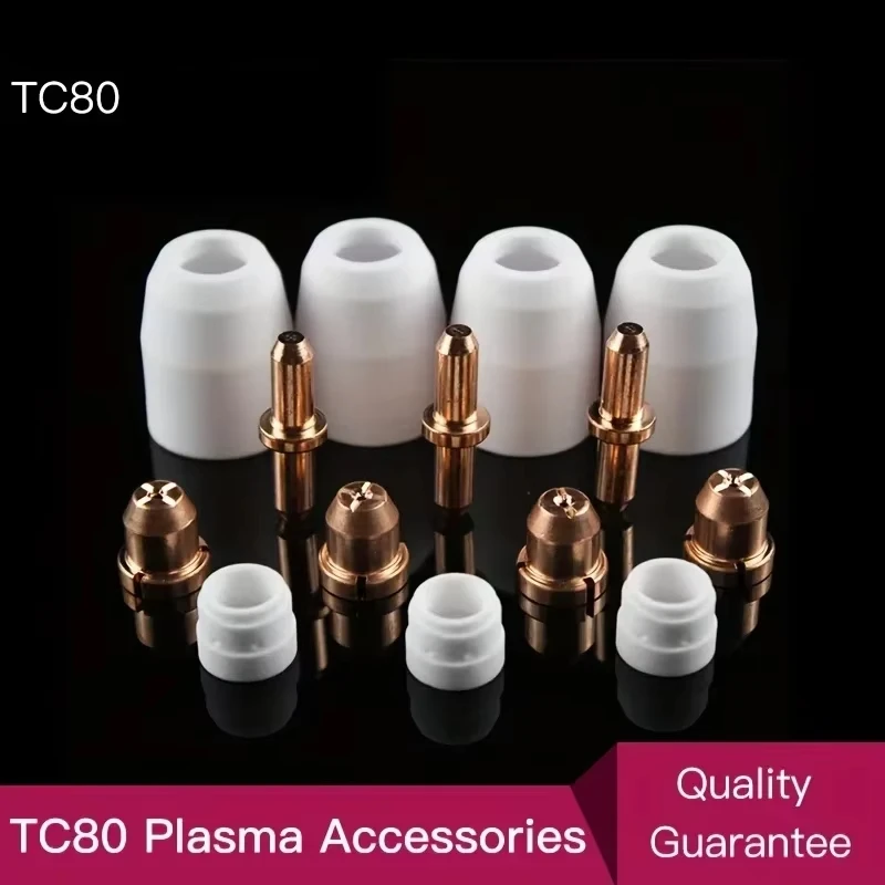 

40pcs Inverter DC Plasma Cutter Accessories/Consumables 80A TC80 Cutting Gun/Torch Electrodes Tips Gas Ring and Shiled Cups