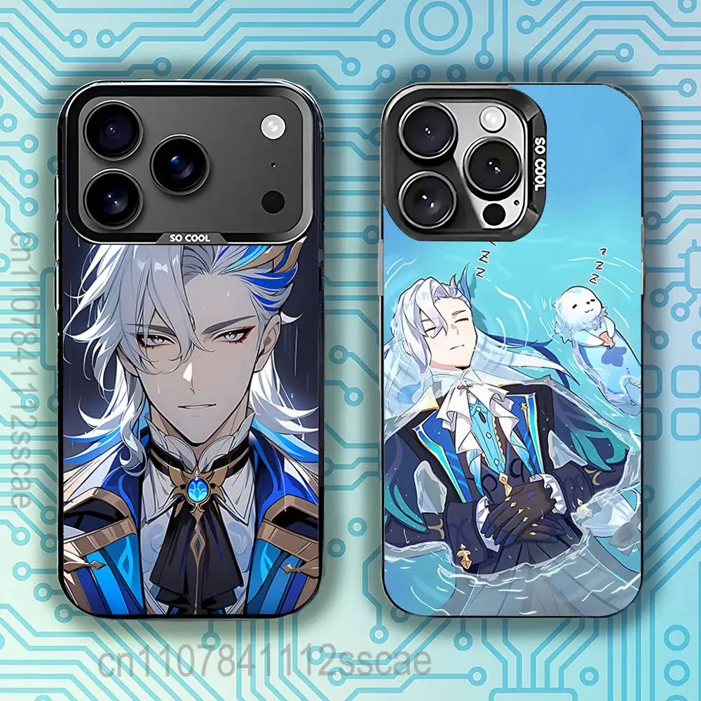 

G-Genshin Impact Neuvillette Phone Case For iPhone 17,16,15,14,13,12,11,Pro,Max,Plus,E,Air,Mini Black Tpu IMD Cover