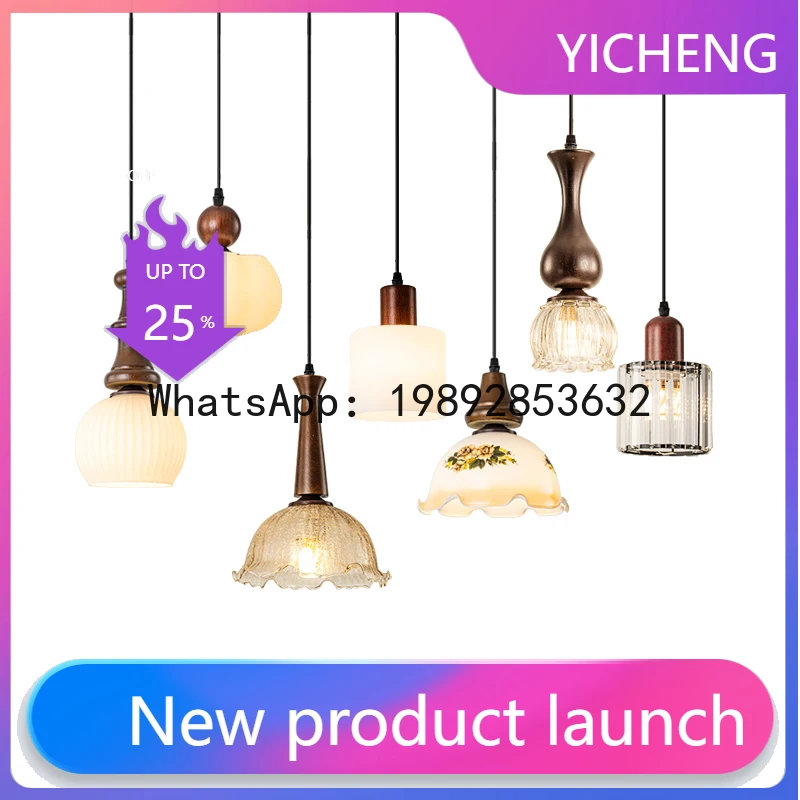 

ZF vintage-style bedroom bedside pendant light, high-end retro dining room entrance corridor new Chinese-style long
