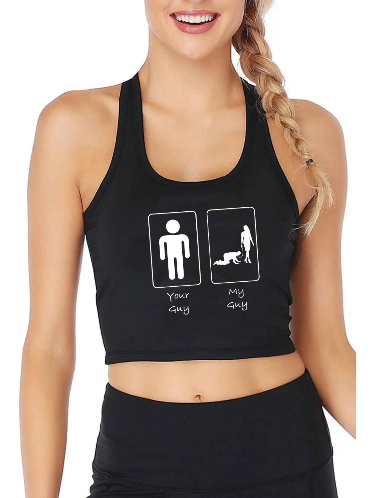 Your Guy My Guy Submissive Pattern Breathable Slim Fit Tank Top Women's Yoga Sports Workout Crop Tops Gym Vest