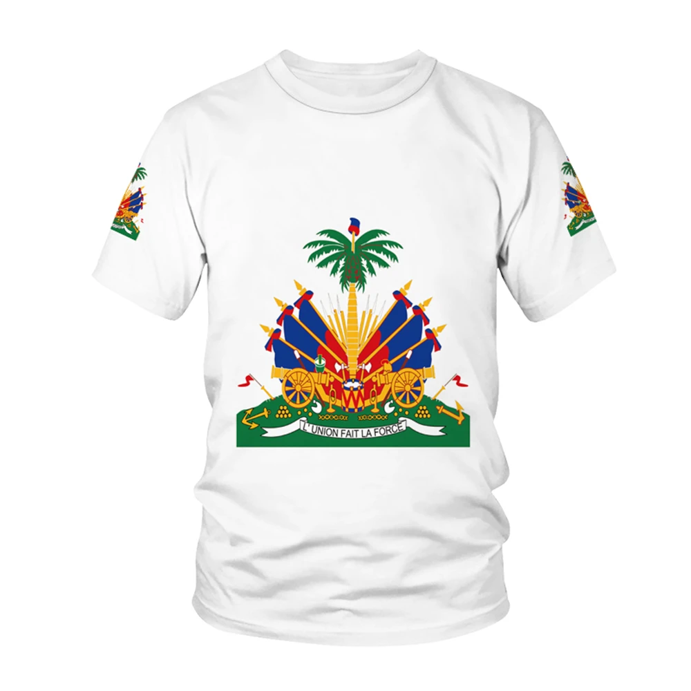 

Футболка с узором национального флага Haiti 2025, мужская горячая распродажа, новые летние женские топы, рубашка, детская рубашка с короткими рукавами