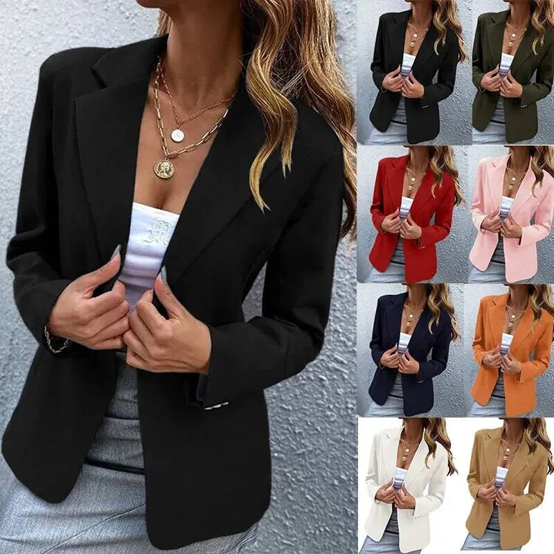 

2025 Fall Winter New Fashion Women's Casual Jacket Long-Sleeve Solid-Color Single-Button Blazer Party Y2k Clothing