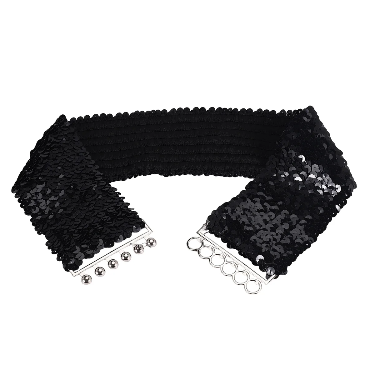 ABQR أسود جديد سيدة الموضة الترتر مطاطا تمتد التسلق الخصر الفرقة حزام عادية