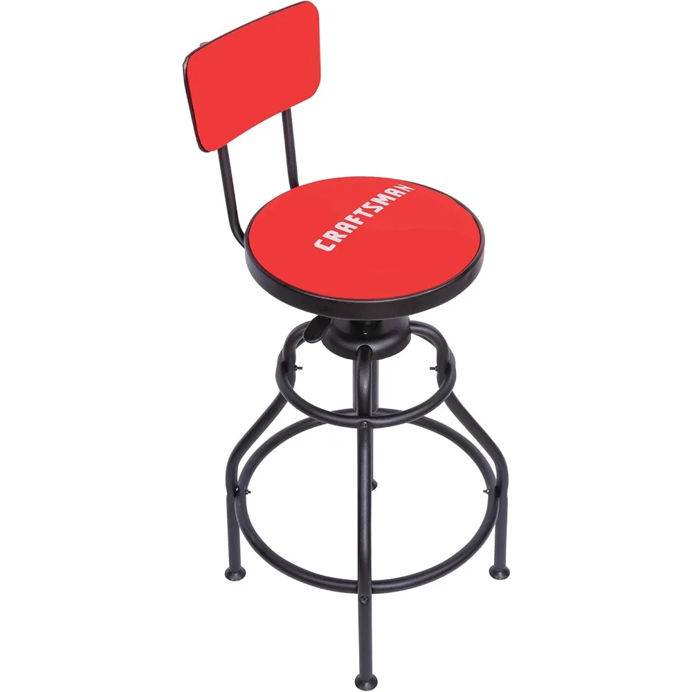 

Adjustable Height Work Shop Stool, 29 to 34-inches Tall, Rip-Resistant Padded Vinyl Seat, 300-lb Capacity, 360-degree Footrest