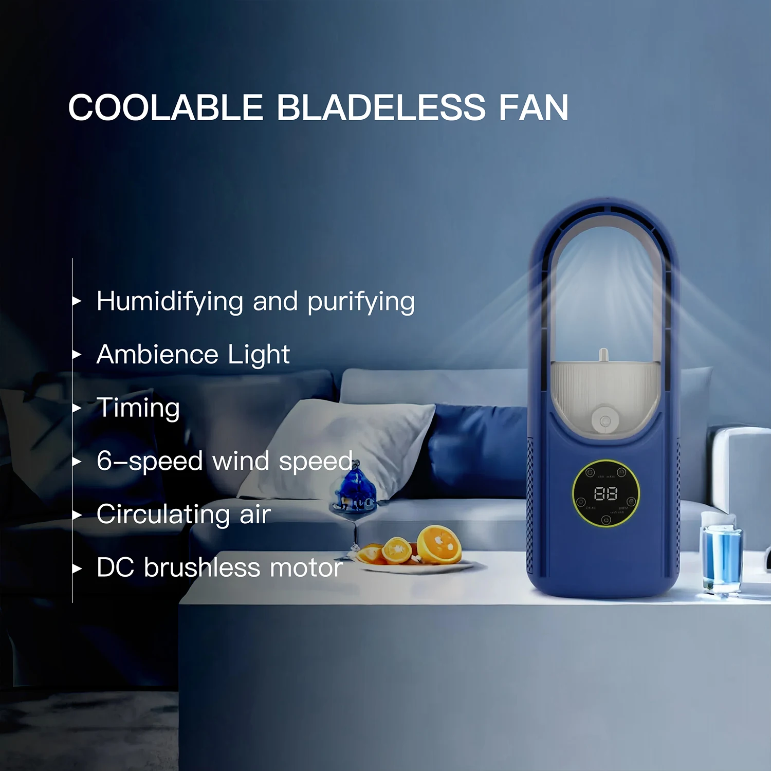 مروحة تبريد الهواء التبخيري المحمولة مع مرطب 6 سرعات USB مروحة صغيرة لسطح المكتب، تبريد شخصي للمكتب، غرفة النوم، المنزل، كاليفورنيا