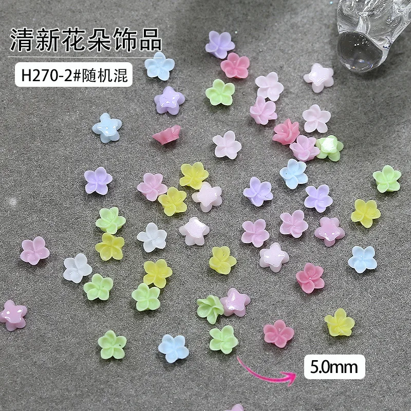 2 Größen Fünf Blütenblätter Blumen Nägel Dekorationen Bunte Ei Blume Harz Nagel Charms DIY Frische Blume Nail art Schmuck Zubehör