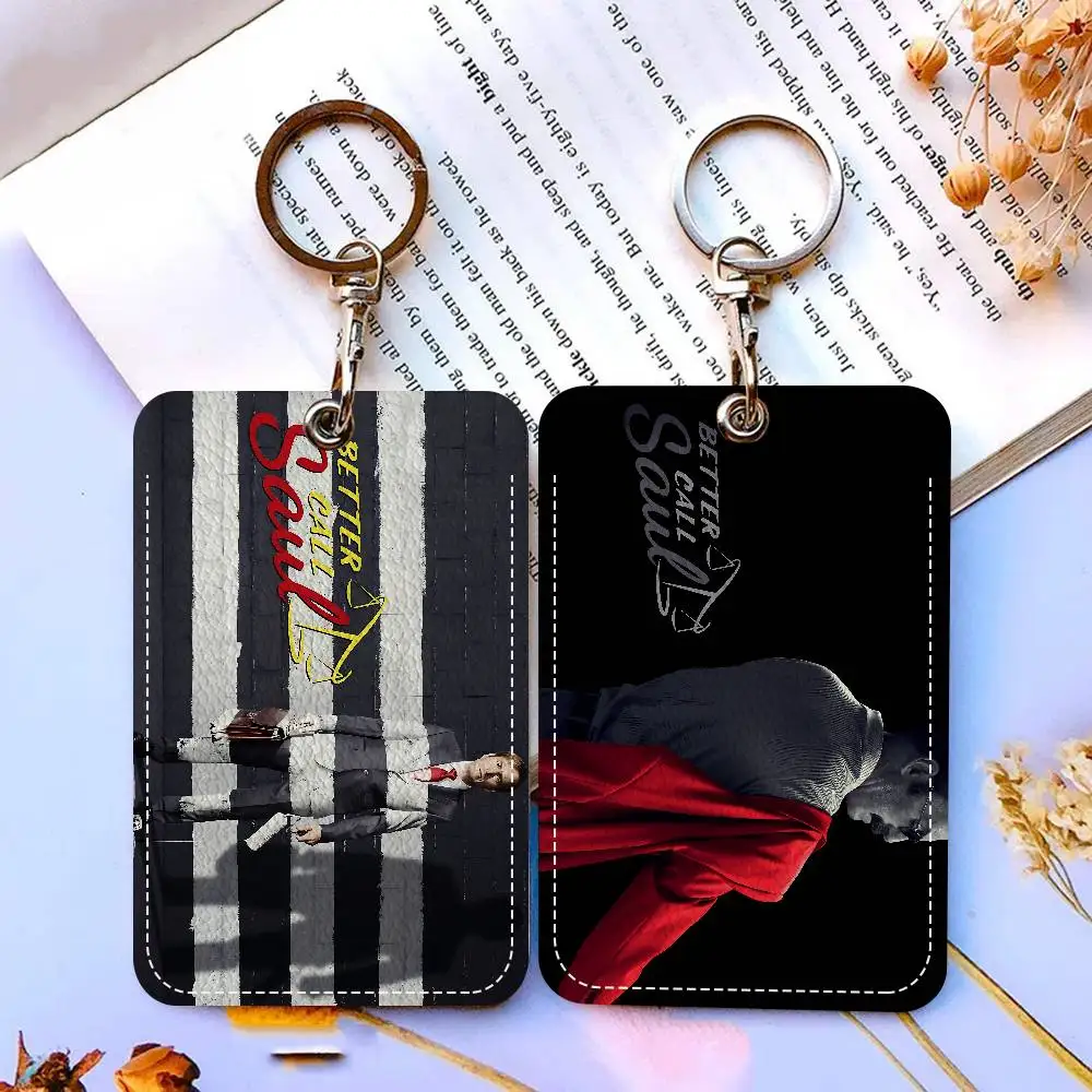 Classic Better Call Saul 1Pc PU Leather Card Holder Keychain Key Ring Door Lock Access Tags ID Card Case Keychain Card