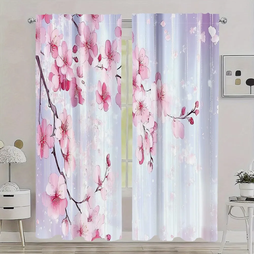 

2pcs Classic Sakura Blackout Curtains – Abstract Art Design, Suitable for Bedroom and Living Room, Available in Multiple Sizes