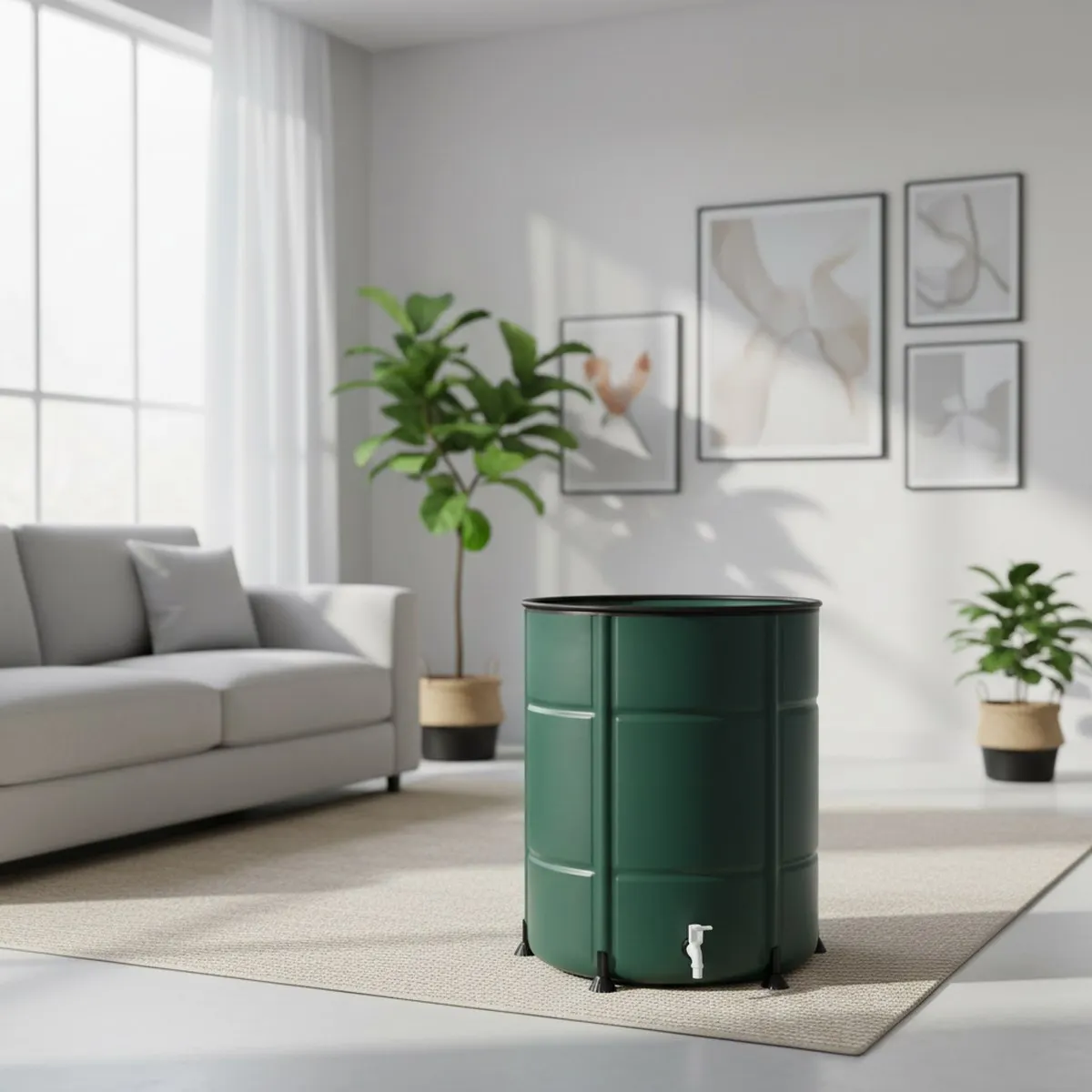 Collapsible Rain Barrel 200L Foldable PVC Green Portable Water Storage Tank for Garden Yard Gutter Rainwater Collection