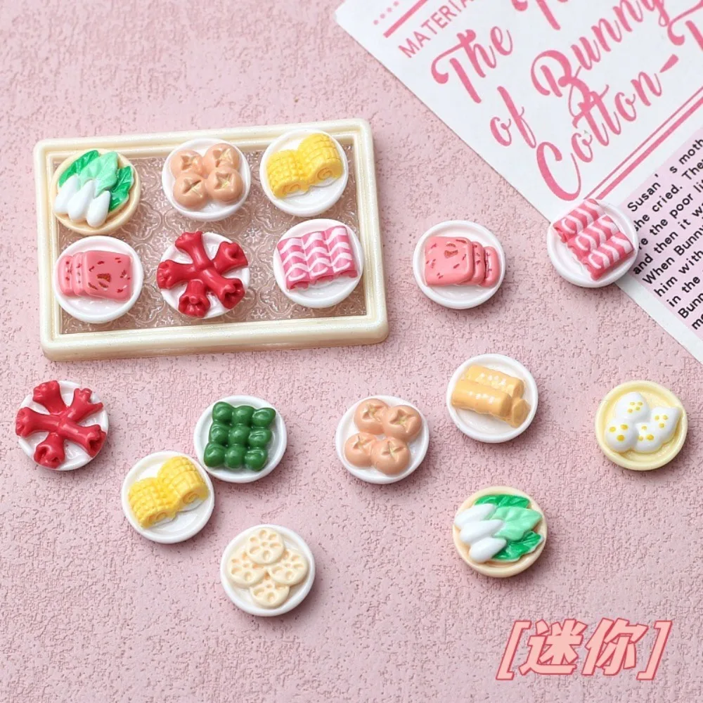 

10Pcs Kawii resin fake meat food Series Miniature Flat Back Cabochons For Hairpin Scrapbooking DIY Home Decor Craft Accessories
