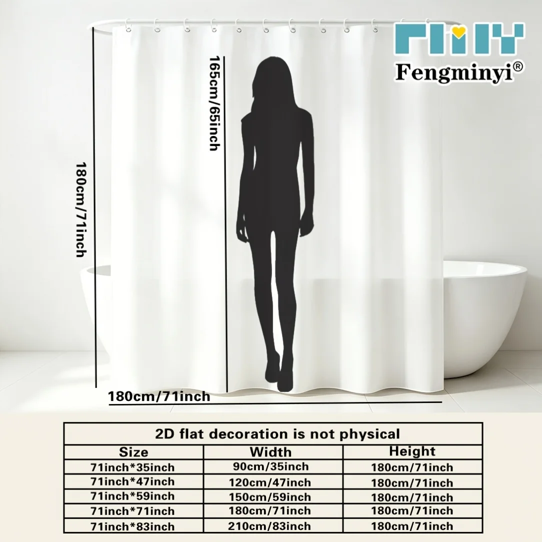 2D Flat, 2D Flat, 2D Flat Shower Curtain, 1pc, 1 Style of Whimsical Skull Bathtub Curtain - Featuring a Mischievous Smiling Skul