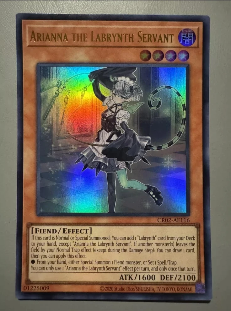 

Yugioh KONAMI Дуэль Монстры CR02-AE116 Arianna the labwerth служащий Ультра редкая азиатская коллекция на английском мяте открытка