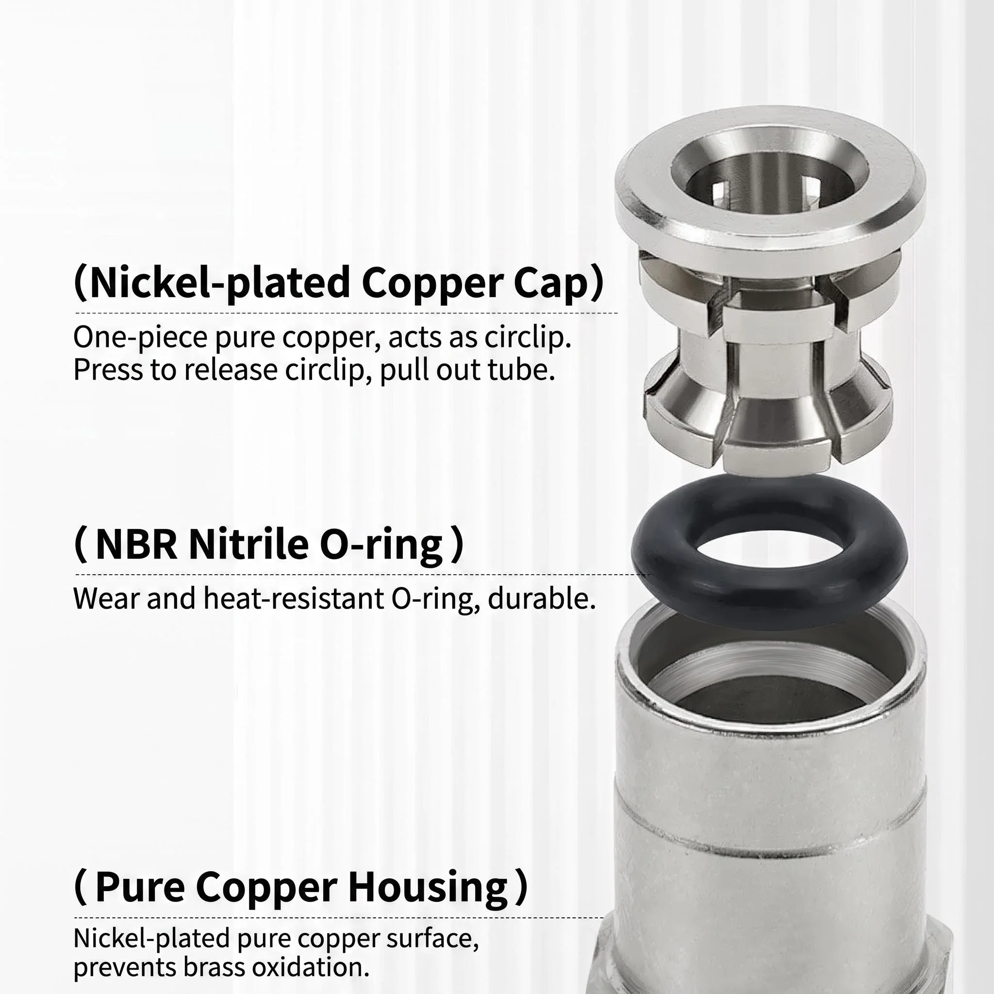 Pneumatic Quick Connector PU PG Straight Through Variable Diameter All Copper Nickel Plated Hose Air Pipe Connector10 12 14 16mm