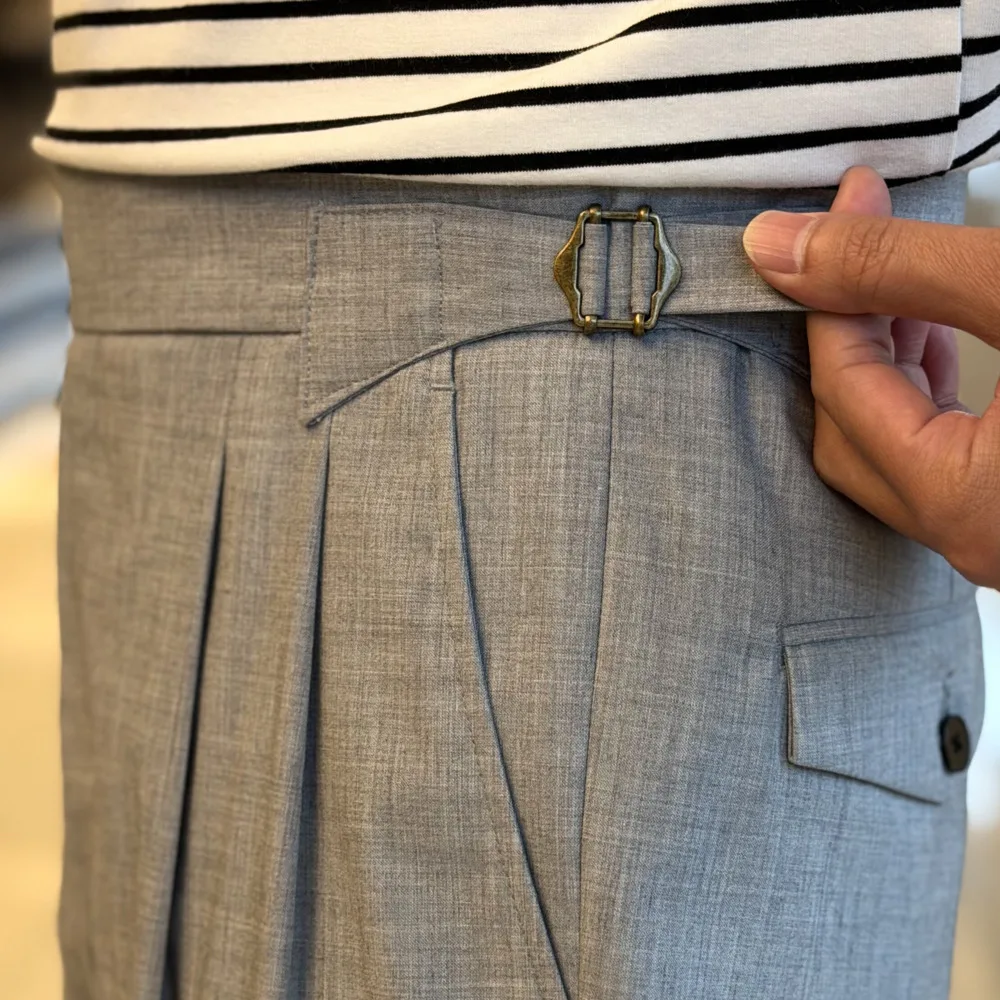 

Elegant Floral Gray Drapey Trousers Business Casual Gentleman's Trousers For Men Suitable For Mens Formal Pants Pantalon Costume