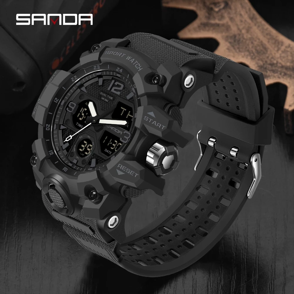 Fashion Sanda Top Brand Sports Men's Watches Military Quartz Man Waterproof For Men Clock Shock Relogios Masculino