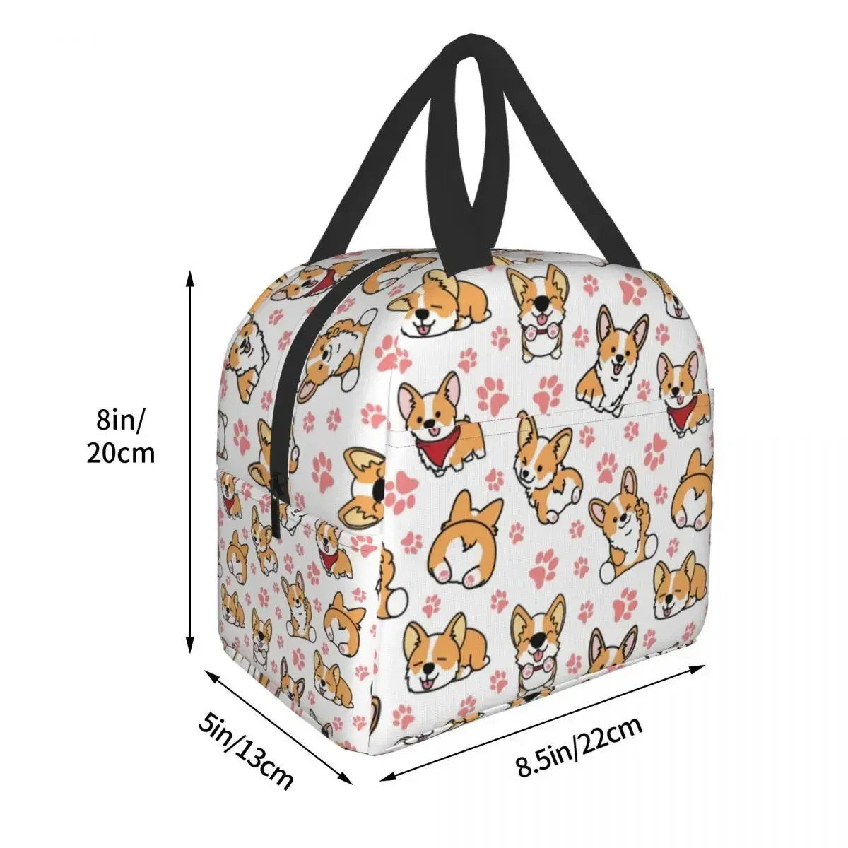 

Cute Corgis Insulated Lunch Bags for School Work Picnic Food Leakproof Cooler Thermal Corgi Dog Paw Lunch Box for Women Kids