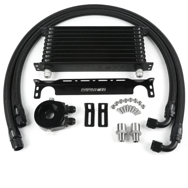 UNIVERSAL OIL COOLER KIT 10-Row With Single Adapter Car Radiator Truat Model Oil Cooler Kit Battle Bee BB-OCK-602