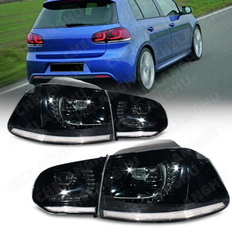 

1Set LED Tail Light Assembly For VW Golf6 Mk6 R20 2008 2009 2010 2012 2013 Flowing Water Turning Signal Taillight Dark black