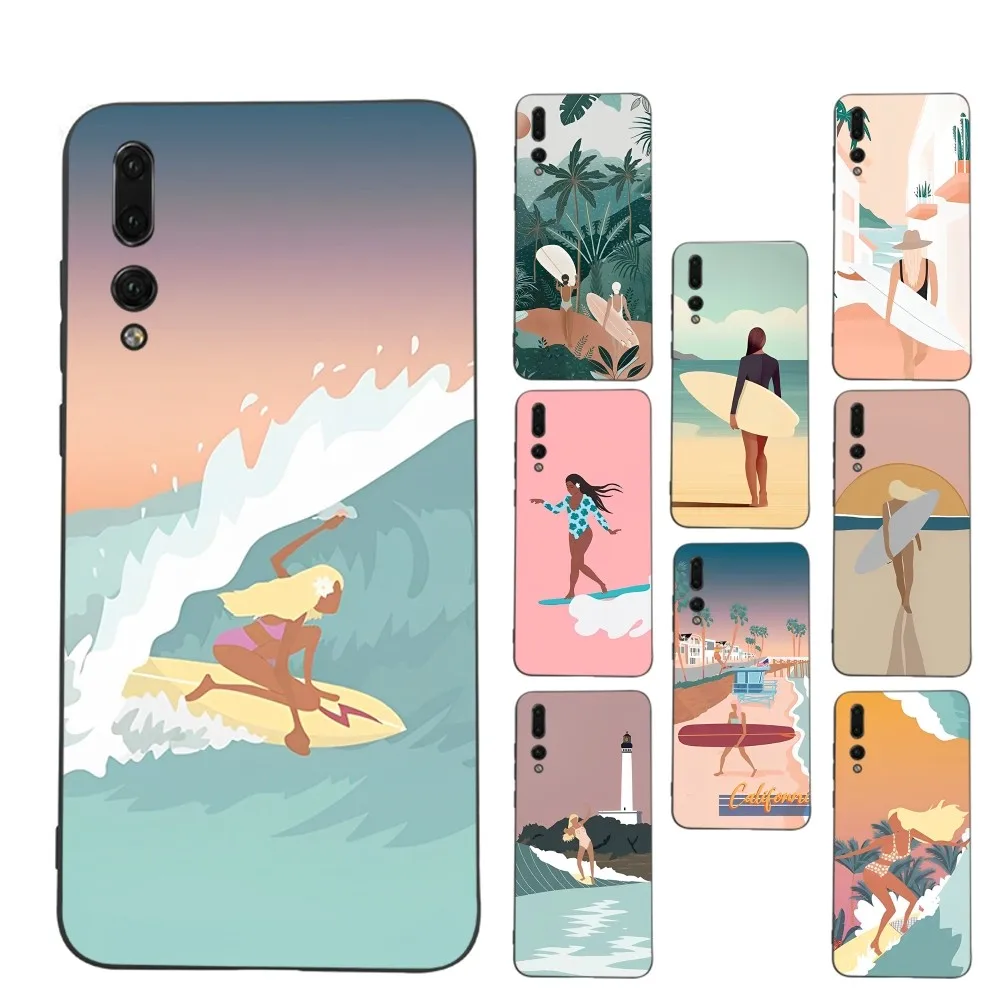 Surf Girls Phone Case For Samsung A 13 21 30 31 32 51 52 53 70 for Huawei Honor 50 60 70 for OPPO vivo