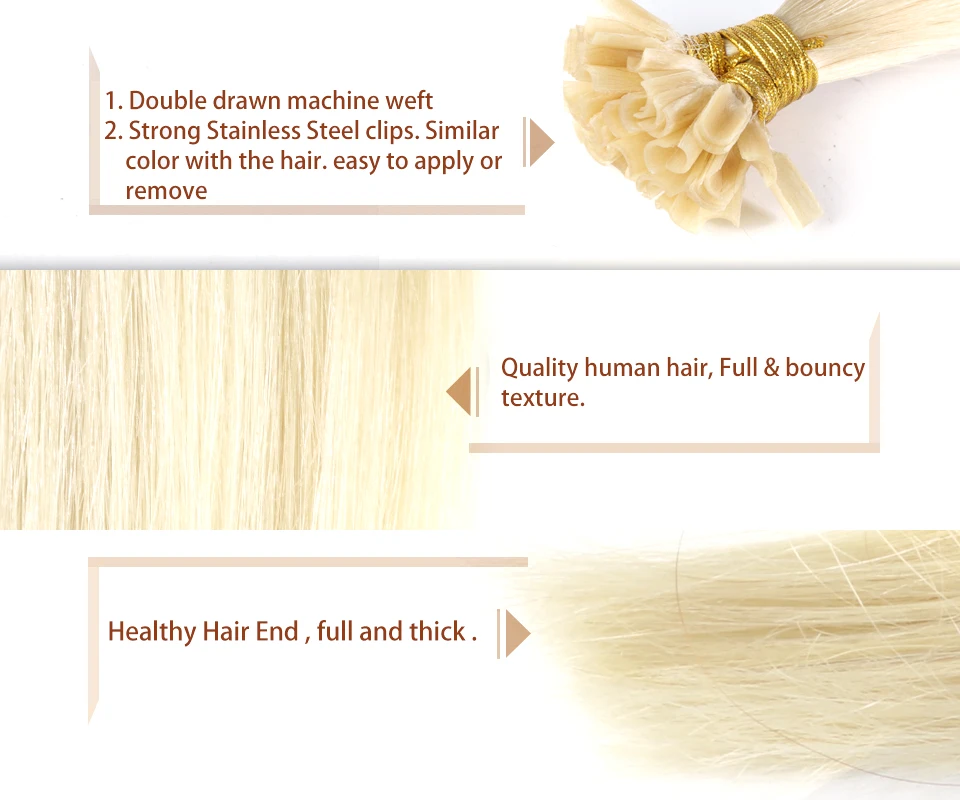 Machine Made Nail U Tip Human Hair Extensions Straight 100% Natural Remy Human Fusion Hair 0.8g/pcs Muti-Color Keratin Hair