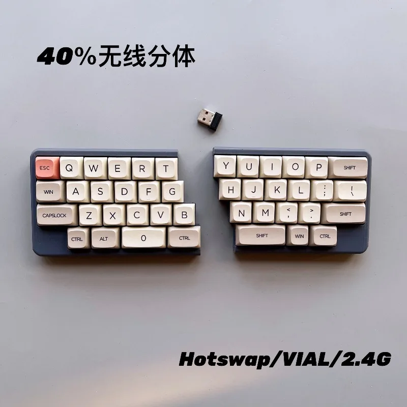 40% Layout Split Keyboard Kit Customized 2.4G Single Mode Hot Swap Ergonomics Split Keyboard for VIAL Left Right Hand Keyboard