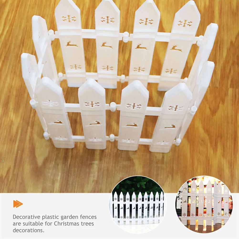 

30Pcs Christmas Tree Fence Plastic White Decorative Fence Garden Border for Christmas Party Garden Yard Decoration