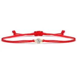 Round Cubic Zirconia Stone Red String Simple Handmade Bracelet Women Girl New Fashion Mini White CZ Charm AdjustableJewelry Gift
