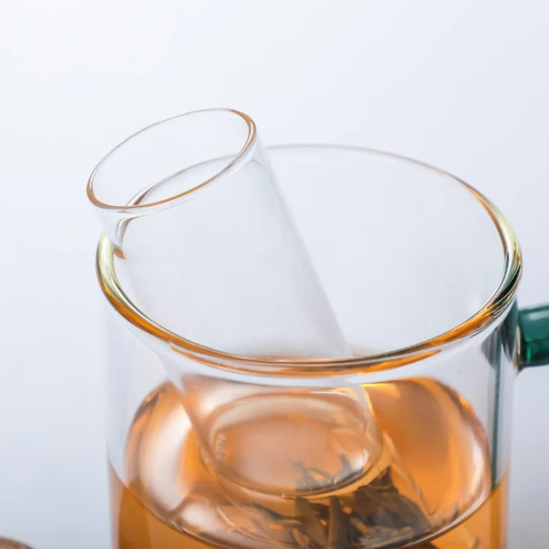 Tubo Infusor de té de vidrio creativo, colador de té de diseño de vidrio para taza, filtro de lujo para té Puer, herramientas de té de hierbas con tapón de corcho