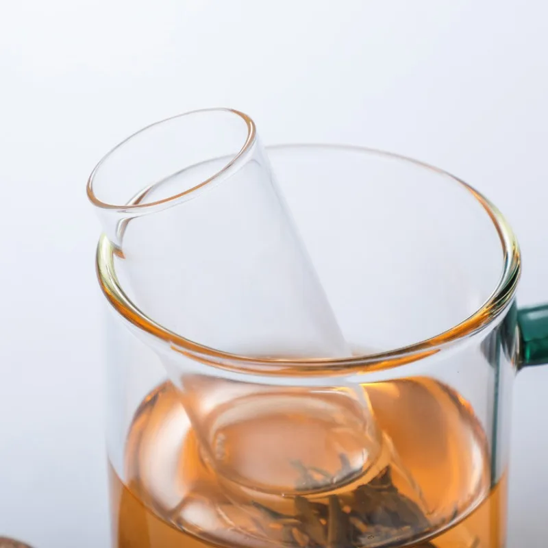 Infuseur à thé en verre créatif avec bouchon en liège, conception de tuyau, passoire à thé pour tasse, filtre de paupières pour thé Puer, outils à