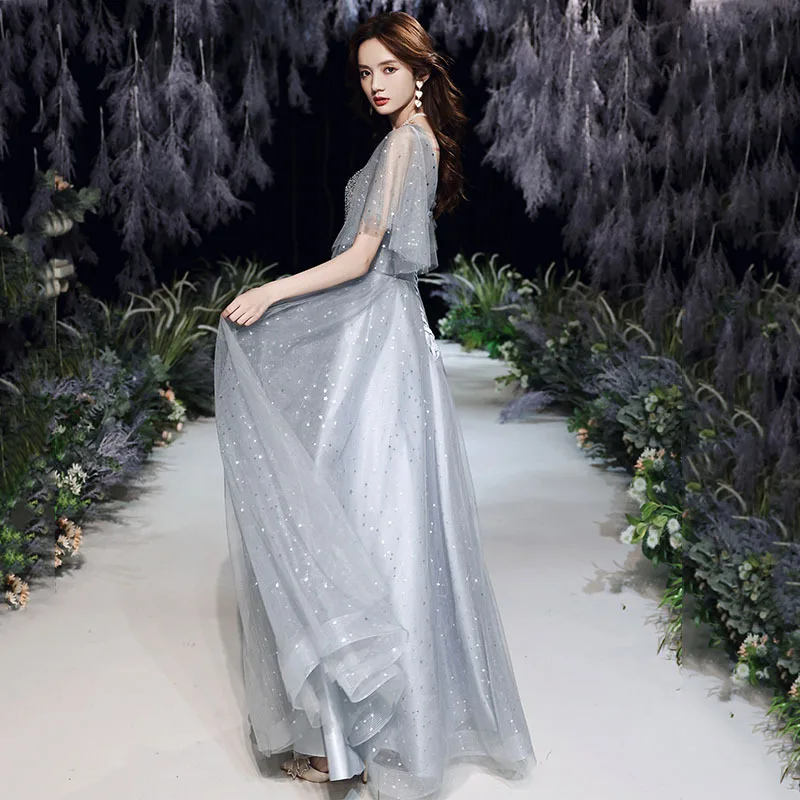 Ladies' evening dress skirt 2024 New banquet temperament light texture luxury minority art exam French graduation