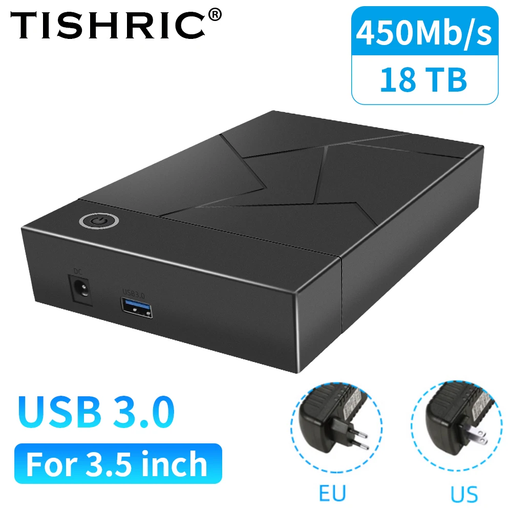 TISHRIC 2.5 3.5 Inch External Hard Drive Enclosure HDD SSD SATA To USB 3.0 Adapter 2.5