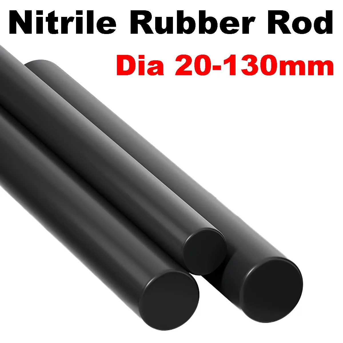 Black Solid Nitrile Rubber Bar Dia 20/25/30/35/40/45/50/55/80/90/100/110/120/130mm Round Rods Oil Resistant Sealing Length 500mm