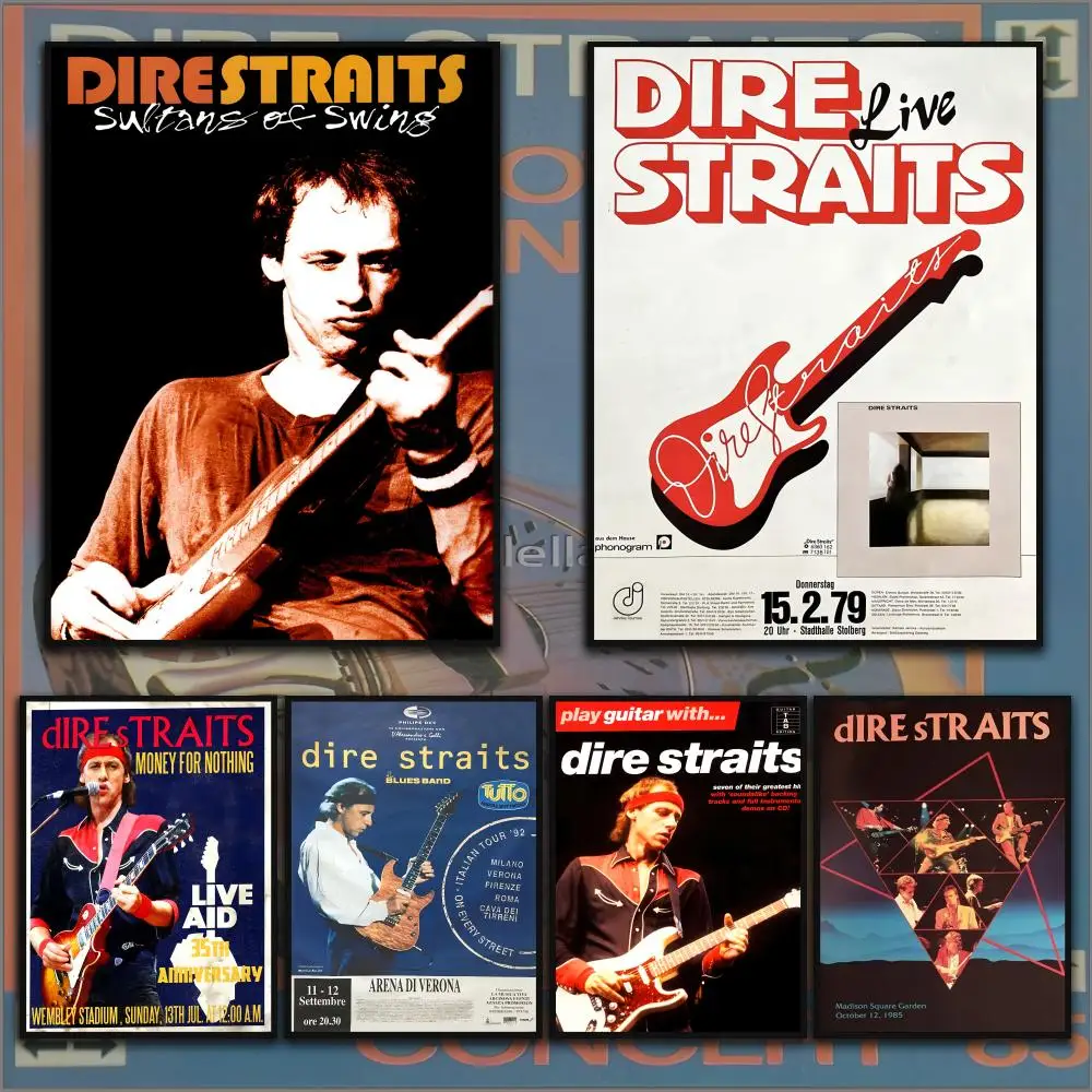 Cantor d-dire s-straits rock band cartaz hd arte pegajosa parede à prova dwaterproof água casa anime filme cantor sala de estar quarto decoração