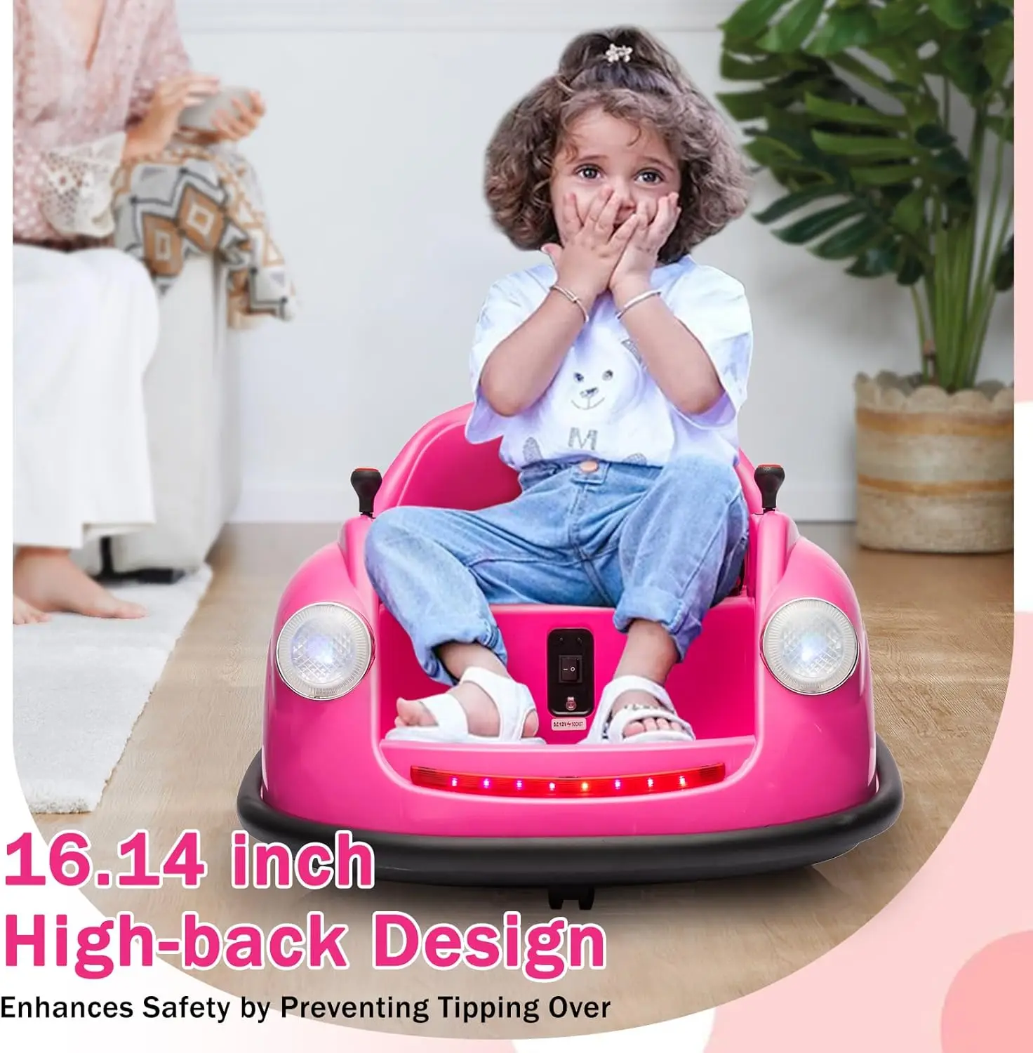 سيارة ممتصة للصدمات للأطفال 12 فولت مع جهاز تحكم عن بعد، ركوب كهربائي على السيارة للأطفال الصغار مع 360 درجة °   موسيقى دوارة وعجلات LED للاستخدام الداخلي/الخارجي